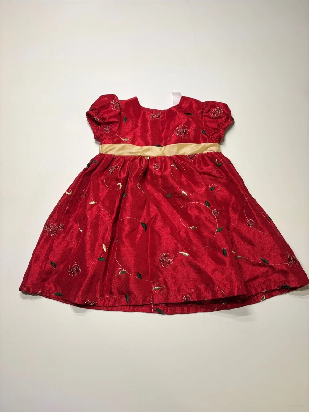 George Baby Girls 24M Red Christmas Holiday Dress Gold Bow Festive